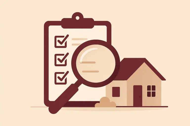 illustrated checklist and magnifying glass over a house representing property manager red flags to watch for